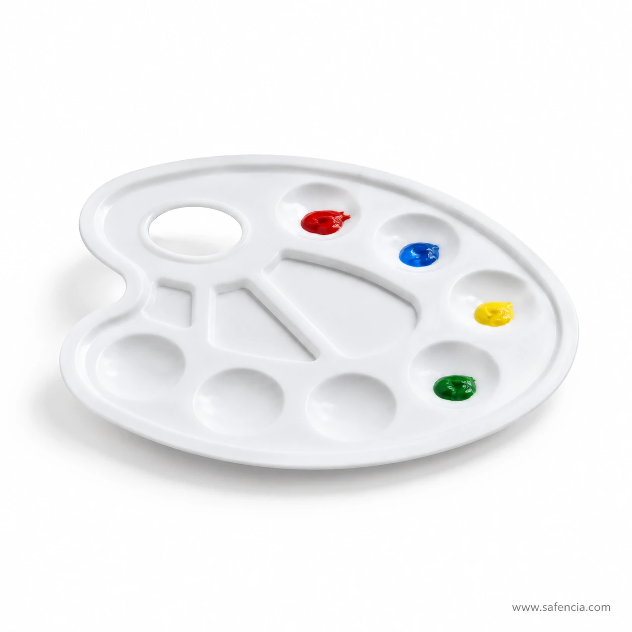 Keep Smiling oval paint palette at an angle showing well depth