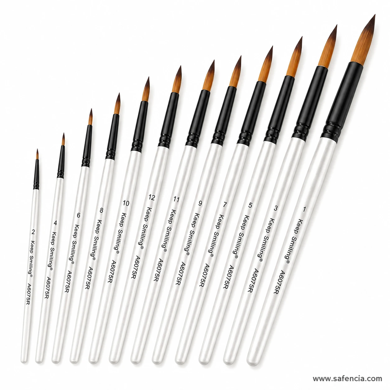 Keep Smiling round brush tips showing the pointed shape across sizes