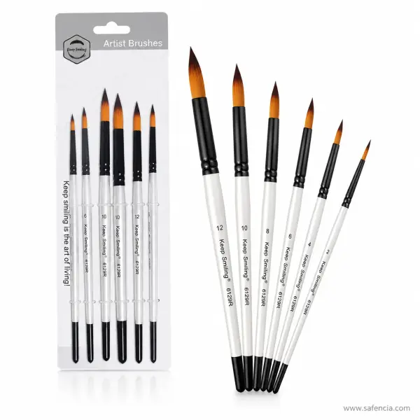 Keep Smiling Round Tip Artist Brush Set of 6
