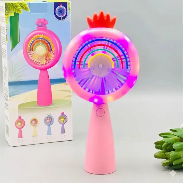 Kids Mini 7 Inch Rechargeable Rainbow Cooling Fan