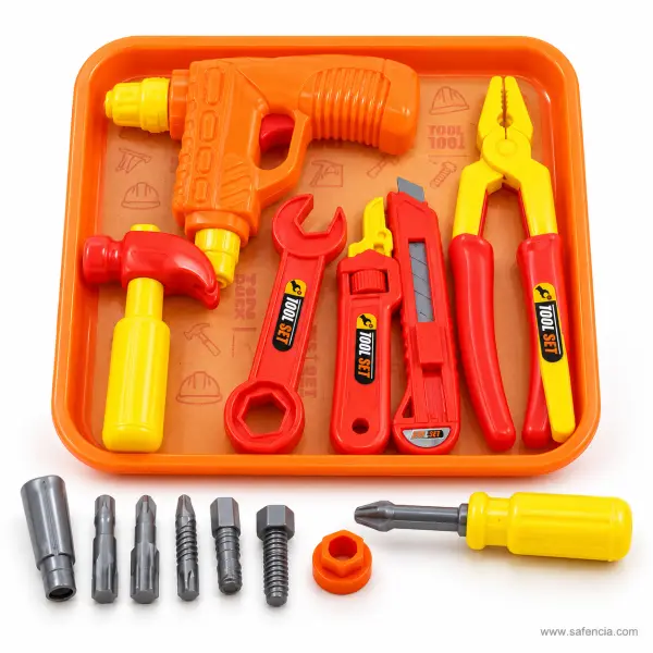 Kids Tool Set with Tray, Toy Drill, Hammer, Pliers, Wrenches and Screwdriver