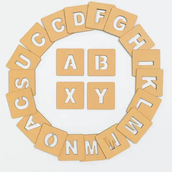 Kids Wooden Drawing English Alphabets Stencils with Pictures + Puzzles (104 Pcs)