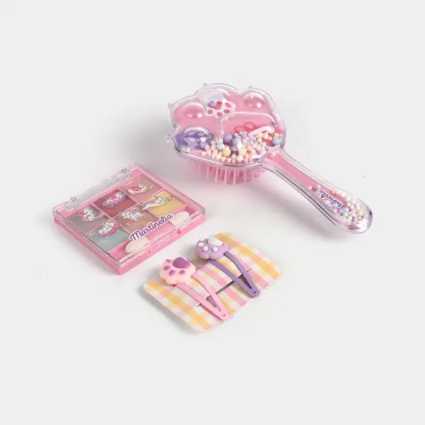 Kitty Paw Hairbrush & Makeup Set for Girls
