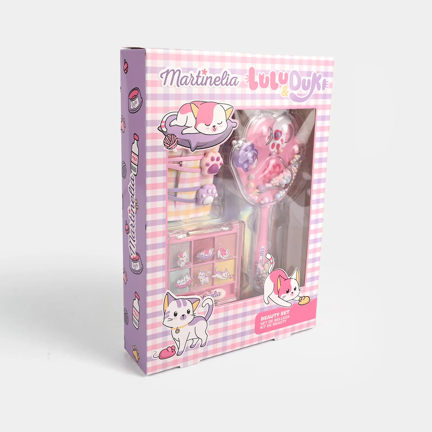 Kitty Paw Hairbrush & Makeup Set side view