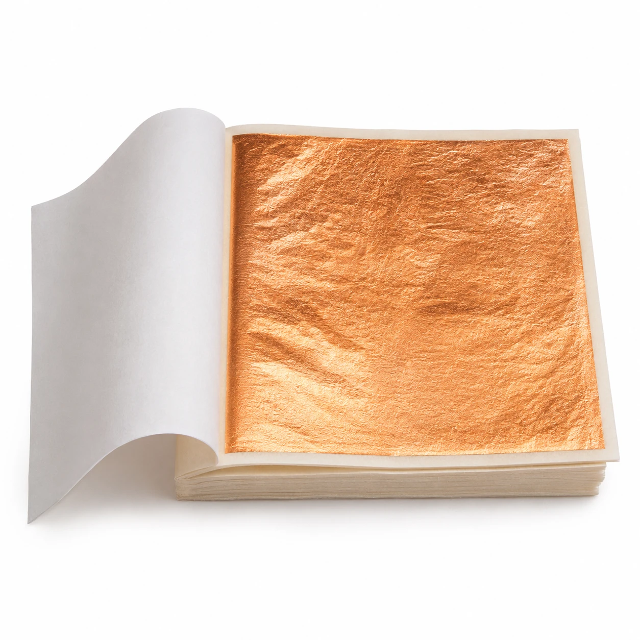 Copper metallic leaf sheet in a 14cm tissue-interleaved booklet