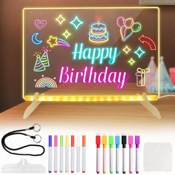 LED Illuminated Acrylic Magic Writing Board with 7 Colors