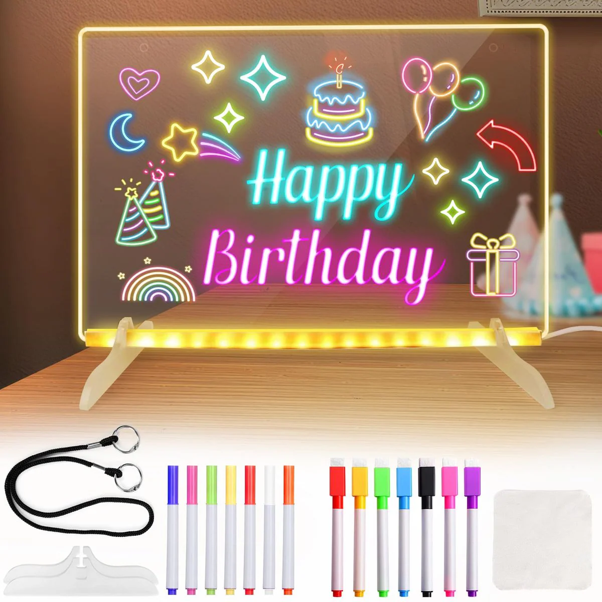 LED Illuminated Acrylic Magic Writing Board with 7 Colors
