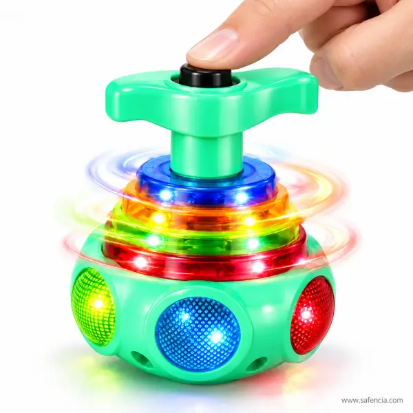 LED Light Spinning Top Lattu Toy with Press Button (Green, Blue, Yellow or Red)
