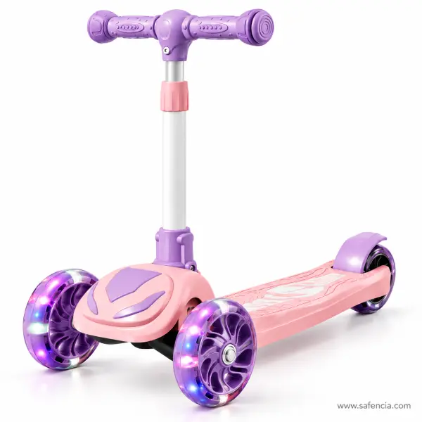 Light-Up Kids Scooty with Flashing Wheels, Pink, Purple or Orange