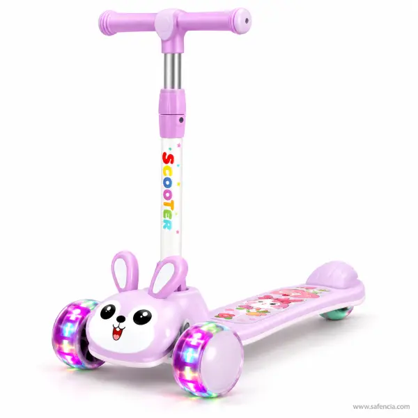 Lilac Bunny Kids Scooty with Light-Up Wheels and Music