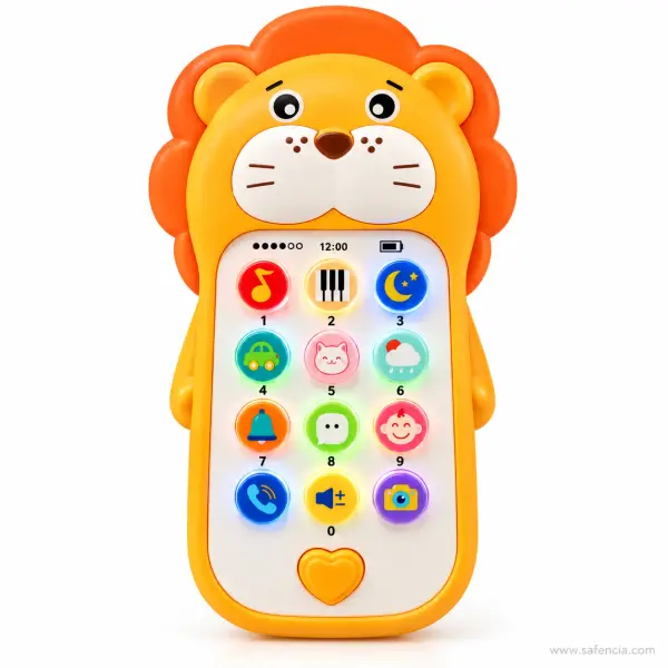 Lion Musical Learning Phone Toy for Babies with Light-Up Buttons