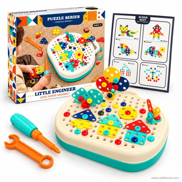 Little Engineer 217 Pcs Screw Puzzle Pegboard Set with Screwdriver and Wrench