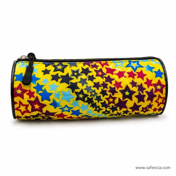 Star Print Round Barrel Pencil Case Multicolour