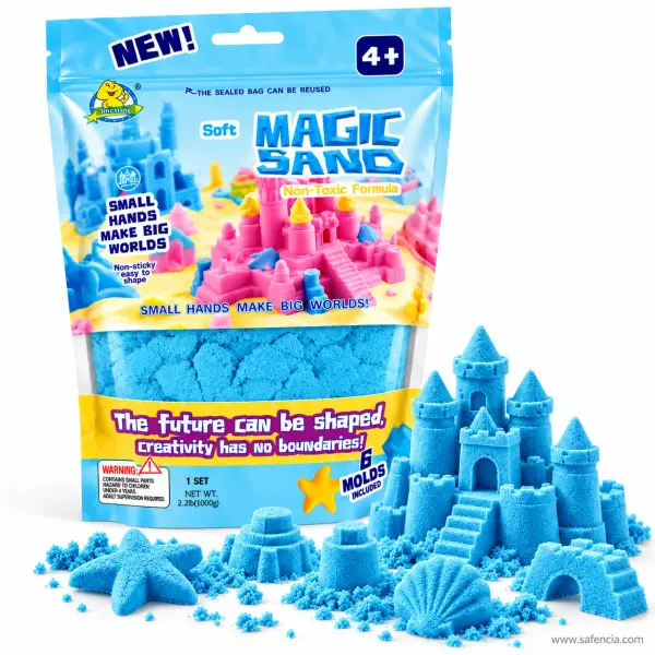 Magic Kinetic Sand 1kg for Kids with 6 Molds