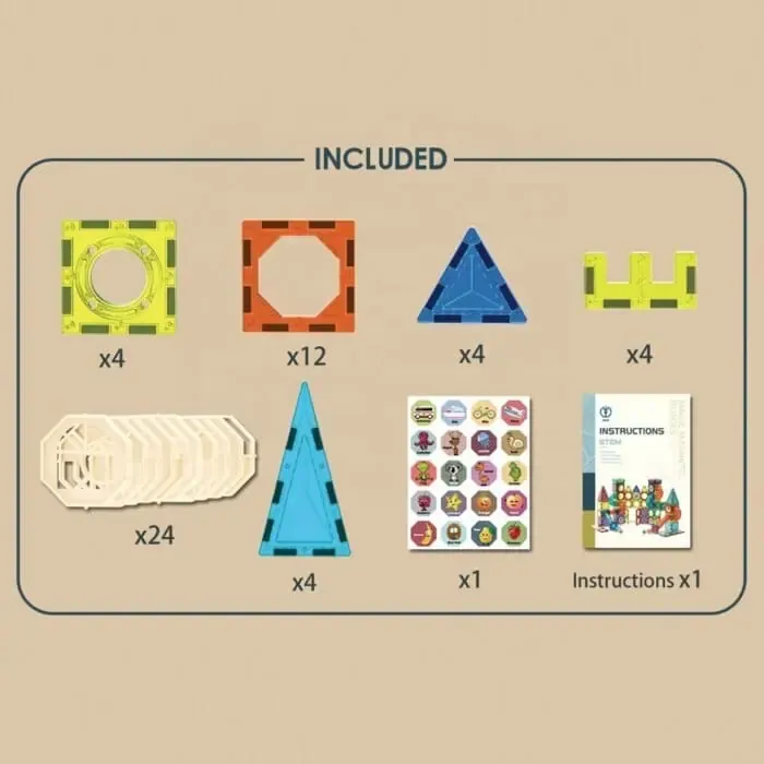Magic magnetic blocks 52 pieces included list