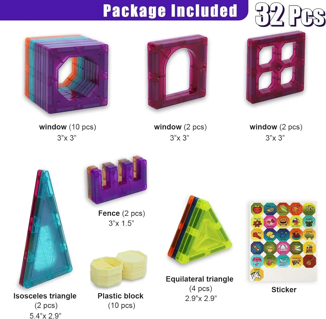 Magna Tiles Clear Colors 32 Piece Set 7 - buy in Pakistan from Safencia