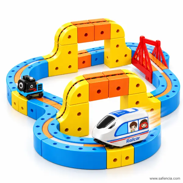 Magnetic DIY Track Car Set 67 Pcs with Railcar and Steam Engine