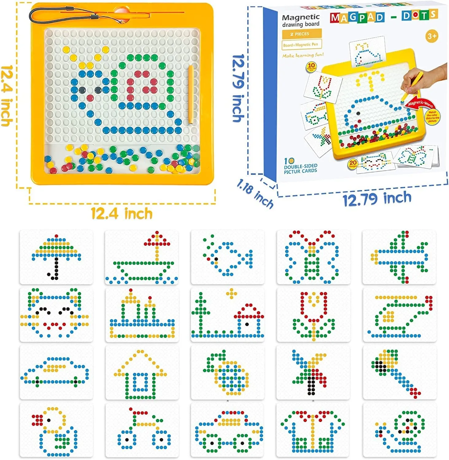 Magnetic Drawing Boards- 50 Magnetic Beads + 12 Sample Cards + 1 Magnetic Stylus
