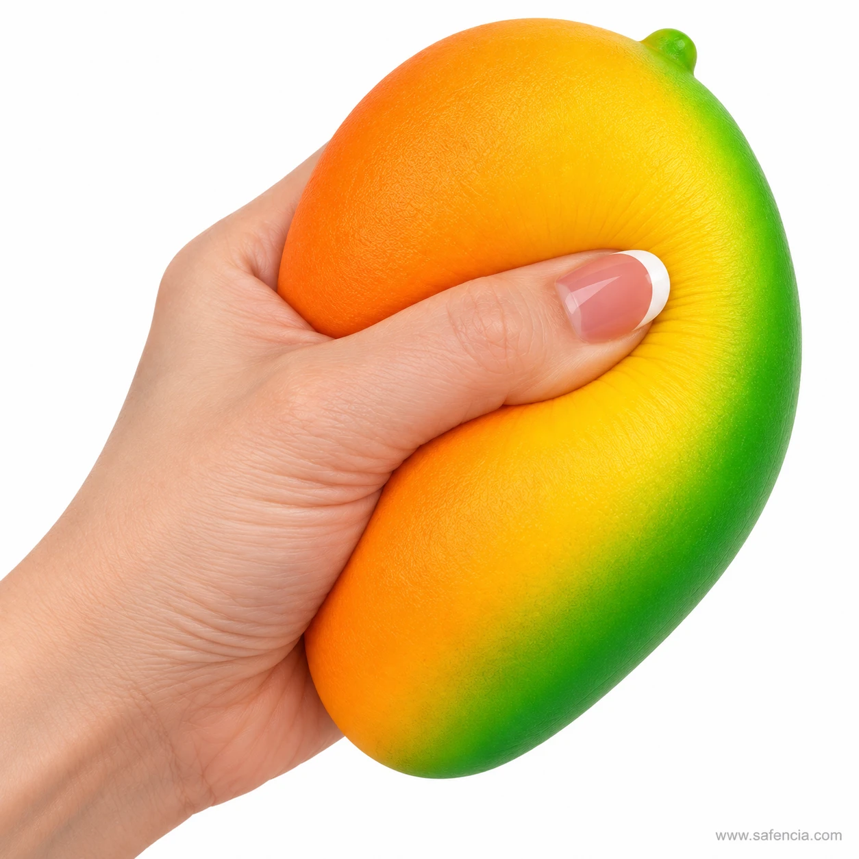 Thumb pressed deep into the mango squishy leaving a dent in the slow-rising foam
