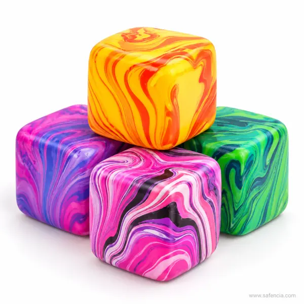 Marble Swirl Squishy Cube — 5 cm Gel-Filled Squeeze Cube