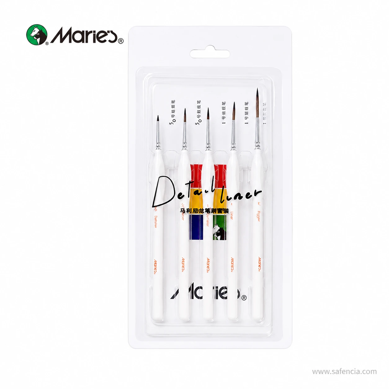 Front of the Marie's Detail Liner brush set blister card