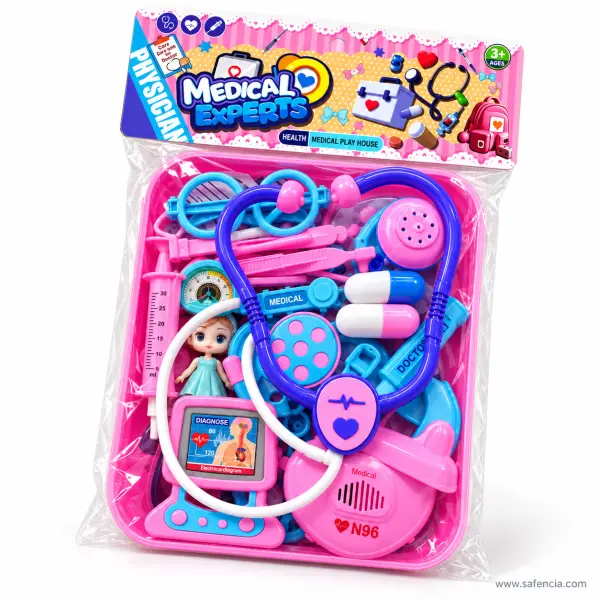Medical Experts Doctor Set for Girls with Mini Doll and Pink Tray