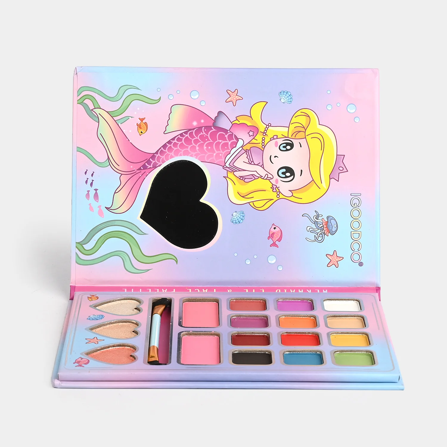 Mermaid 24-Colour Eye & Face Palette box view - cute mermaid art