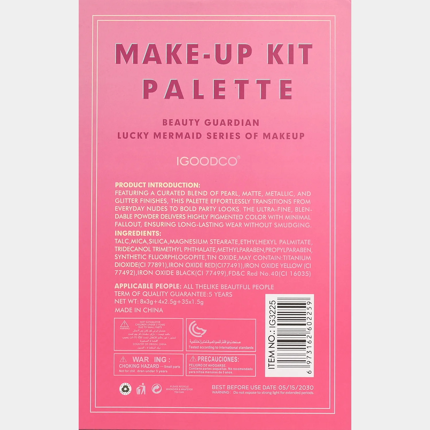 Mermaid Shell Makeup Kit detail view - shades, lip glosses and star charms
