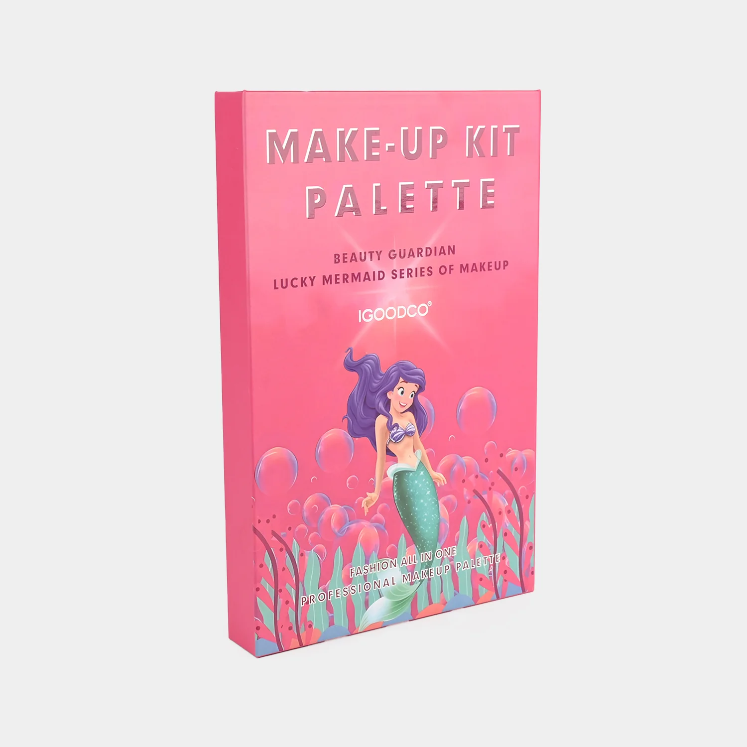 Mermaid Shell Makeup Kit side view - pink palette box