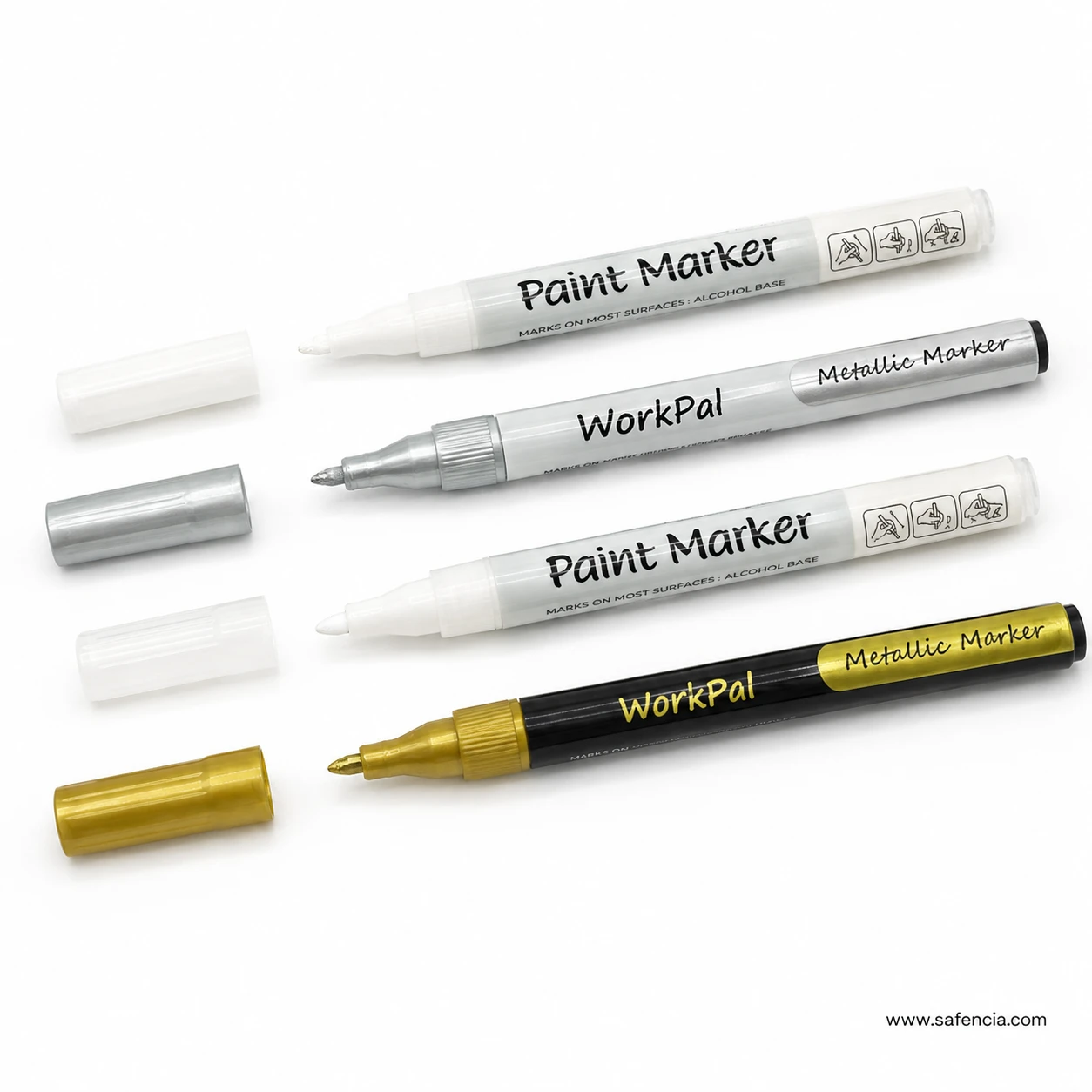 White WorkPal paint marker barrels printed marks on most surfaces