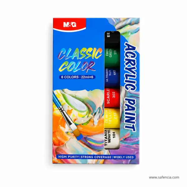 M&G Acrylic Paint Set 6 x 22ml Tubes APL976S4
