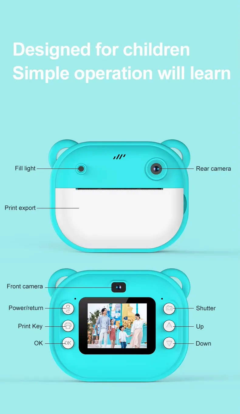 Instant print camera full kit accessories