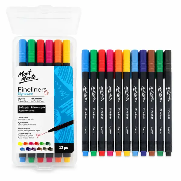 Mont Marte Signature Fineliners 0.4 mm — Pack of 12 Colours