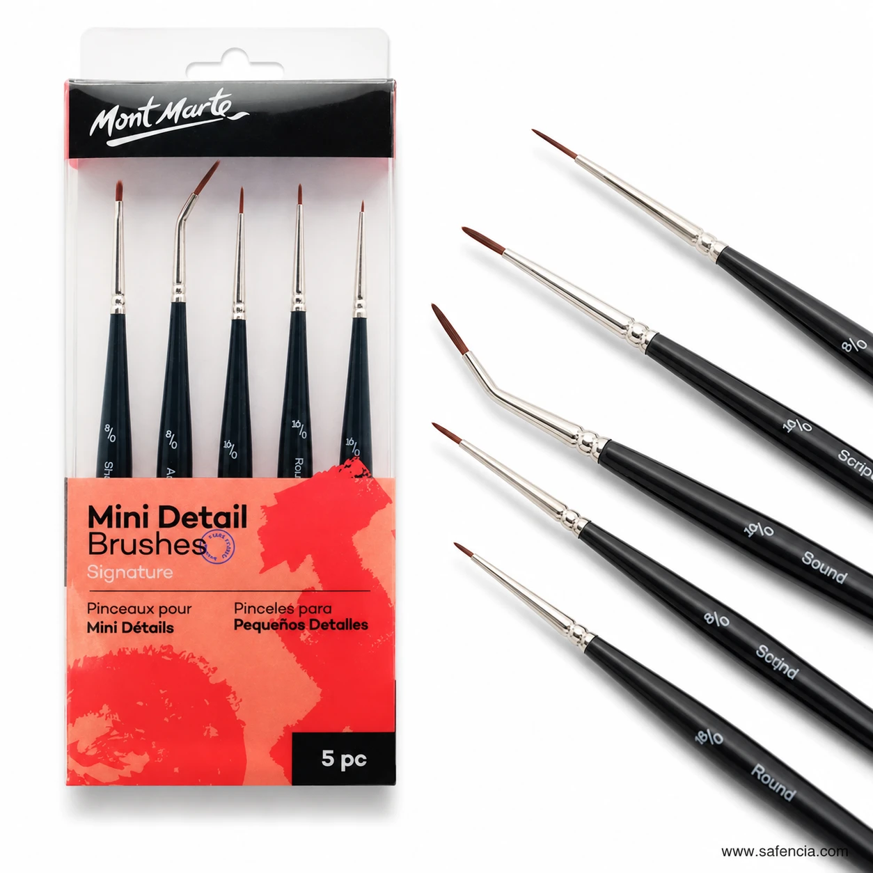 Close view of Mont Marte Mini Detail Brush tips showing fine bristle points