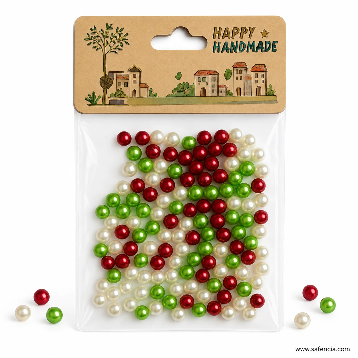 Glossy pearl finish and mixed bead sizes in a moti craft pack