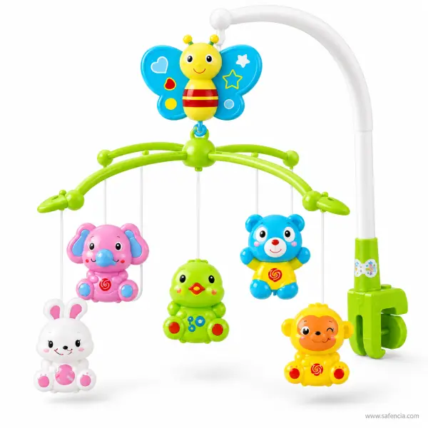 Musical Baby Cot Mobile with Butterfly, Lights and Five Rattles
