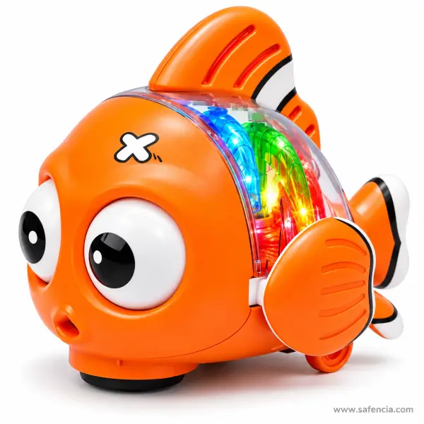 Musical Clownfish Toy with Transparent Gear Lights and Bump and Go Wheels