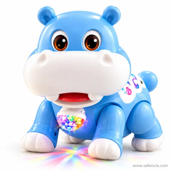Musical Hippo Walking Toy with Colourful Floor Projection Lights