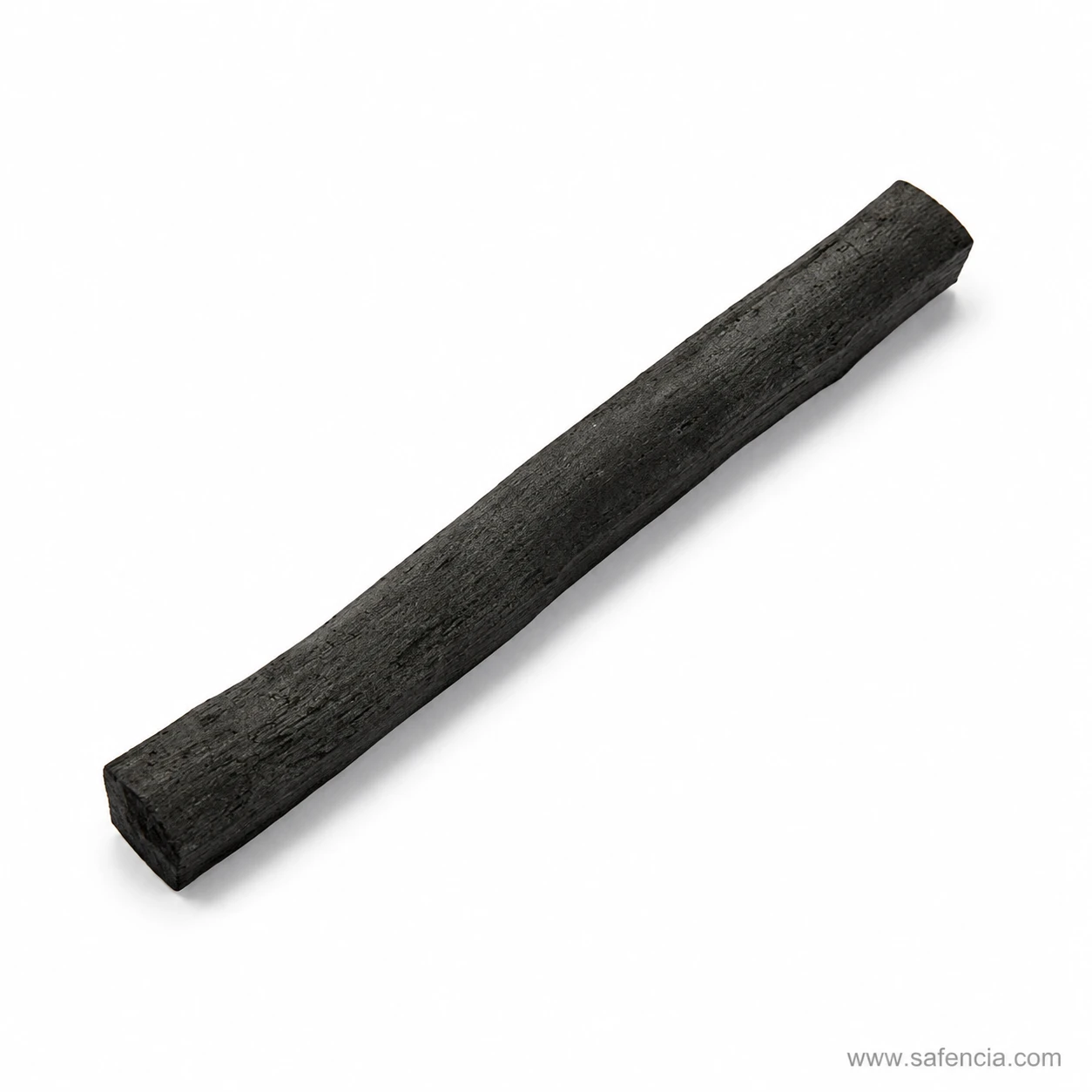 Natural charcoal stick from another angle showing its square-cut end