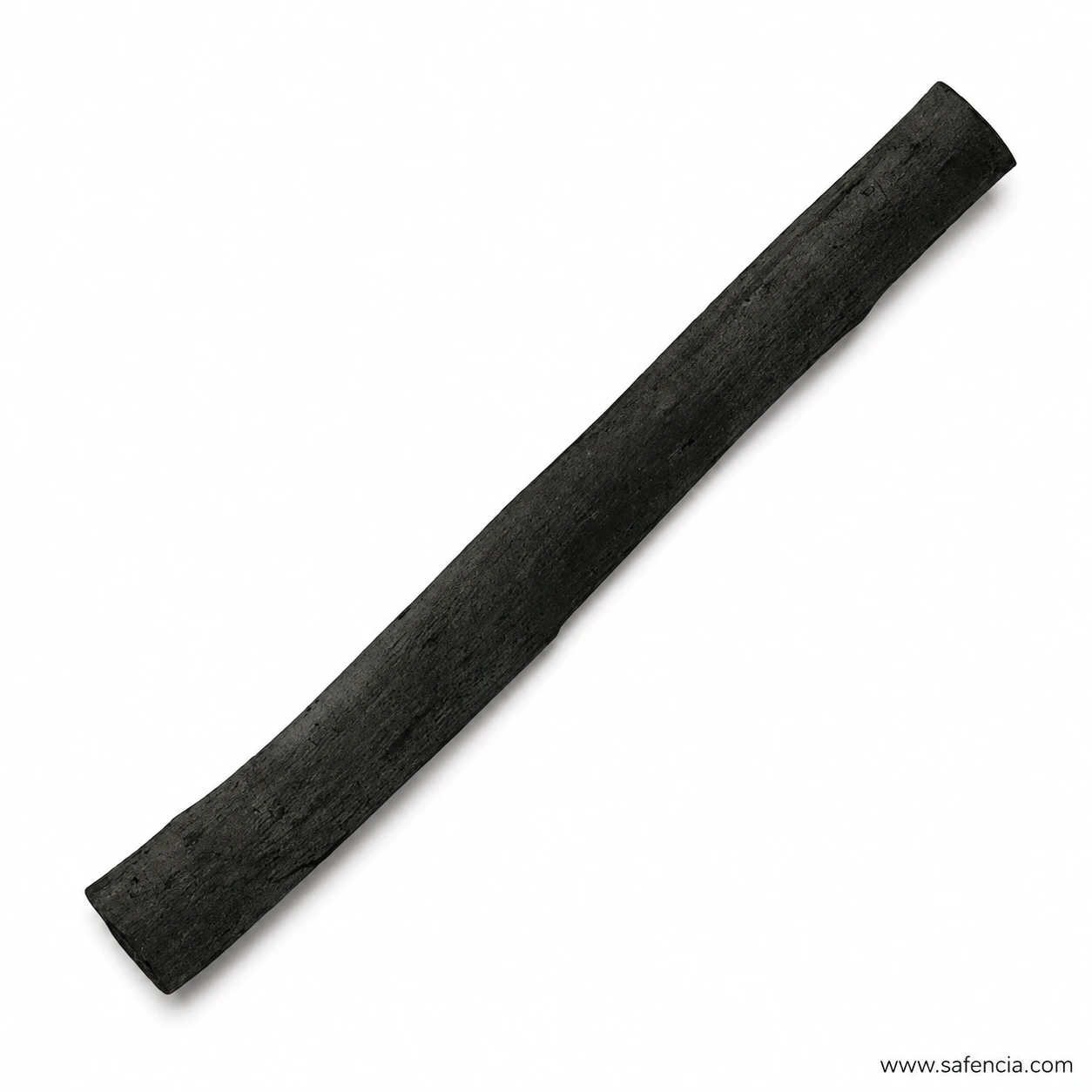 Natural charcoal stick showing the lengthwise wood grain on its surface