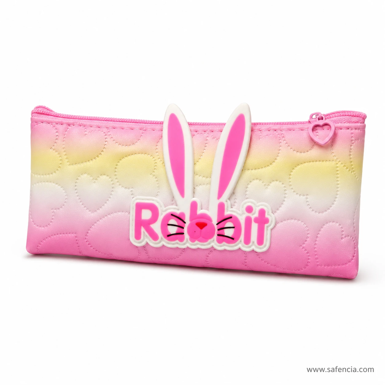 Hot pink to yellow ombre quilted rabbit ears pencil pouch
