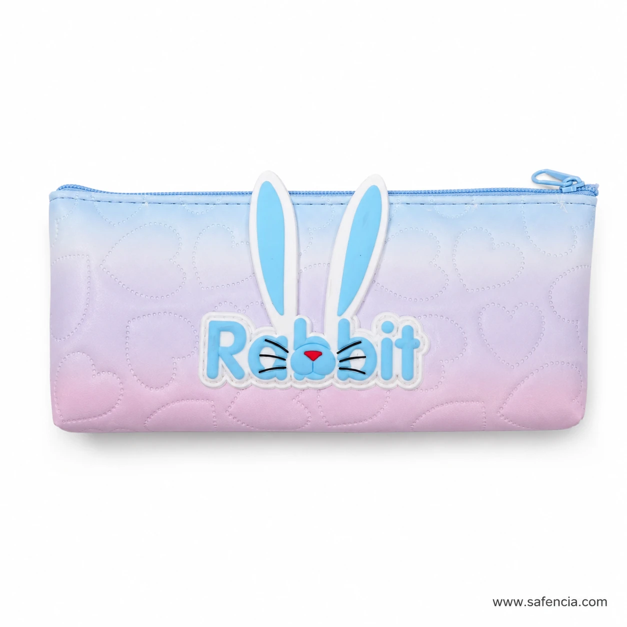 Sky blue to rose ombre quilted rabbit ears pencil pouch