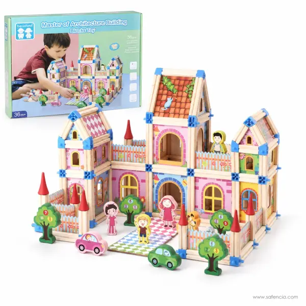 Master of Architecture Building Blocks Toy (268 Pieces, Beams, Panels and Figures)