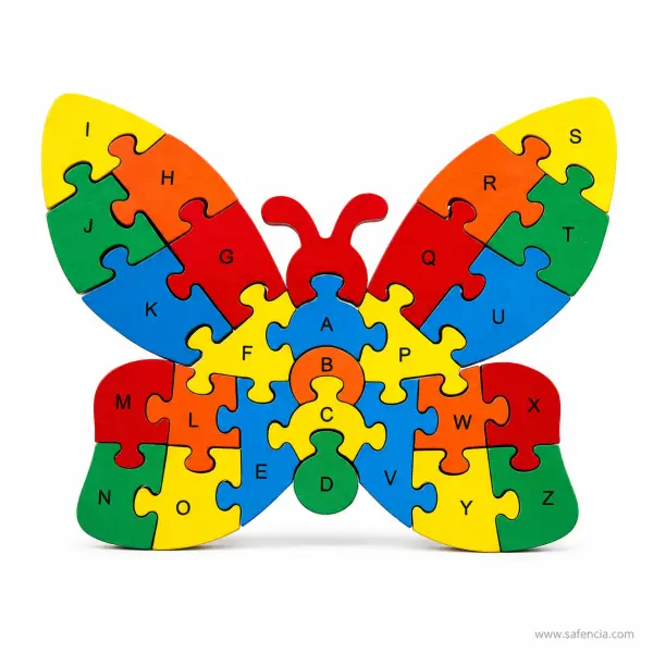 Butterfly Wooden Alphabet Jigsaw Puzzle (A to Z, Freestanding)