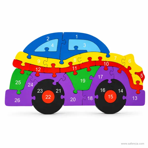 Car Wooden Numbers Jigsaw Puzzle 1 to 26 (Counting Vehicle Puzzle)