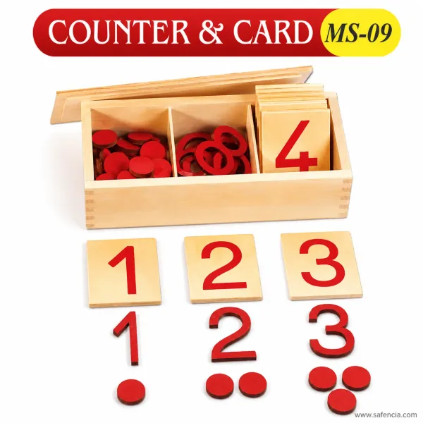 Early Learning Wooden Montessori Cards & Counters Toy for Toddlers (Odd & Even Math)