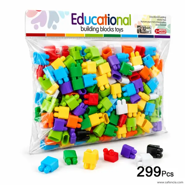 Educational Building Blocks Toys 299 Pieces (Interlocking Bricks Bag)