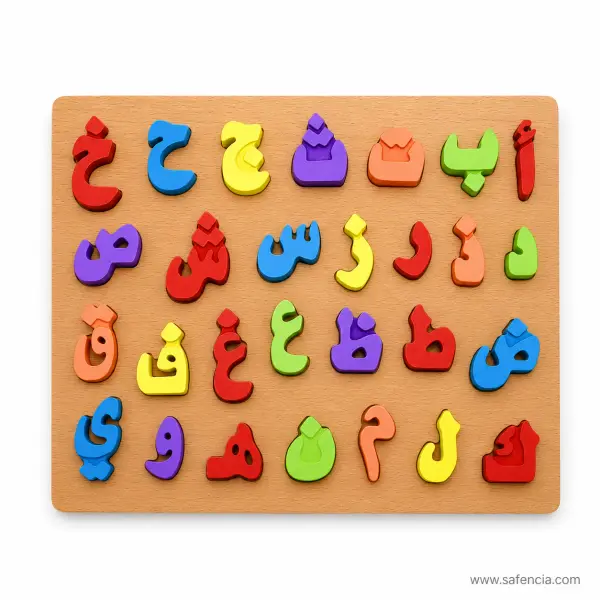 Wooden 3D Chunky Letter and Number Board (Urdu, Capital ABC, Small abc or Numbers 1-20)