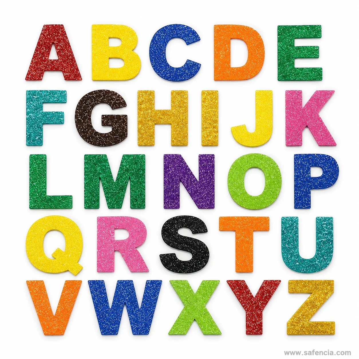 Glitter foam alphabet letters chart