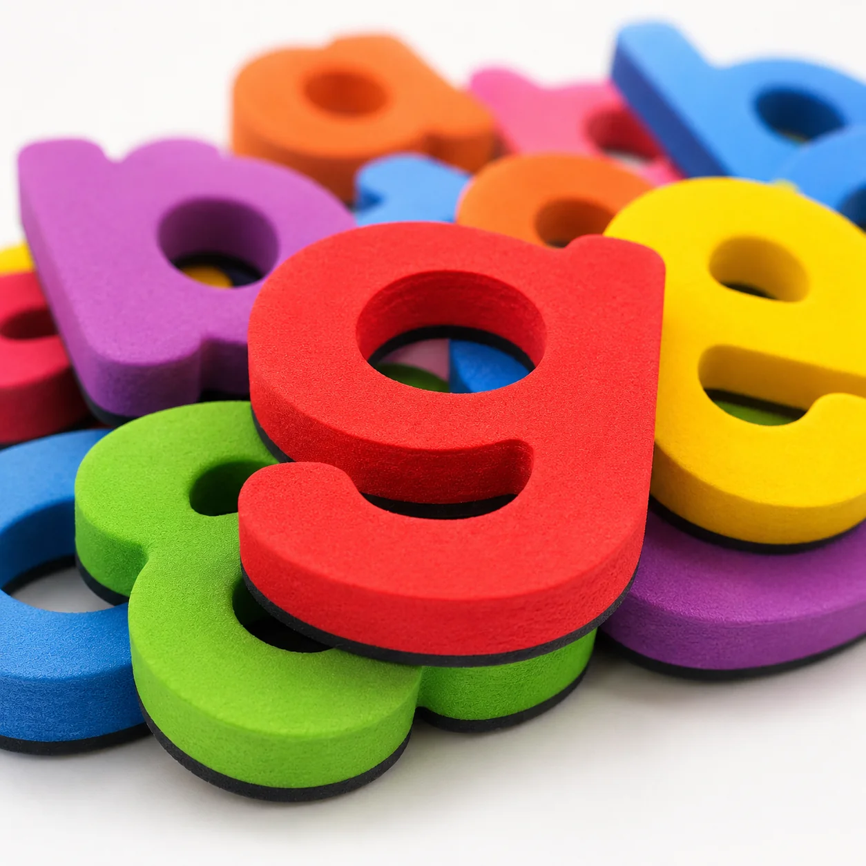 Close-up of colorful foam numbers